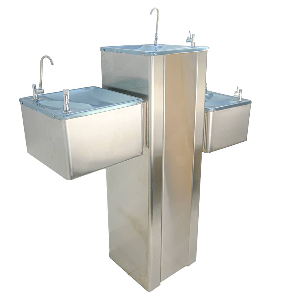 Bebedero de agua cuadrado con 3 fuentes
