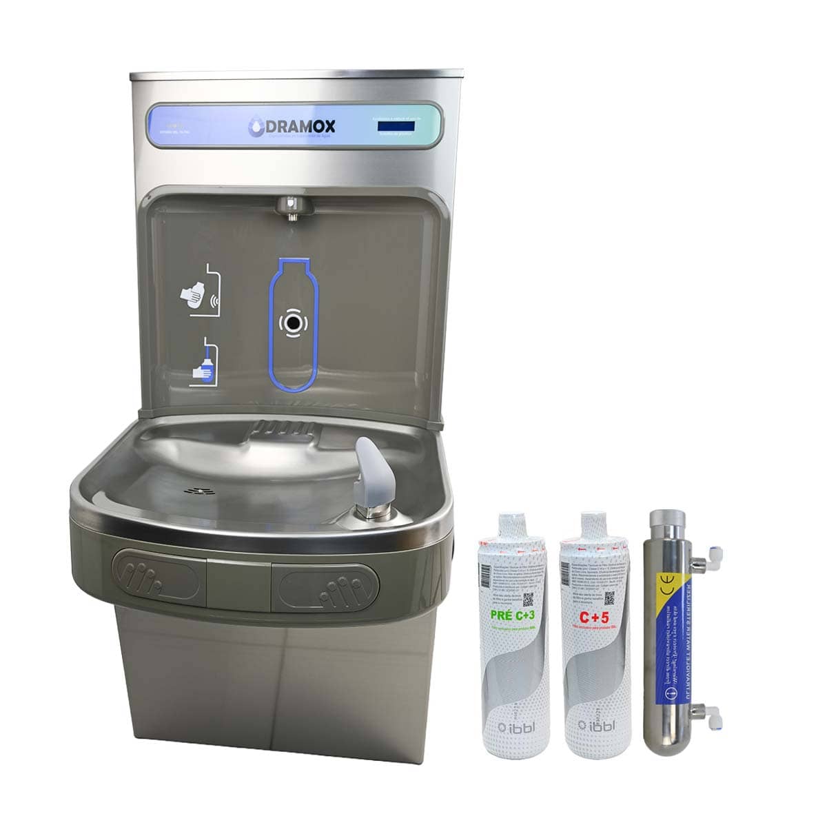 Bebedero de agua con llenador de botella mas UV