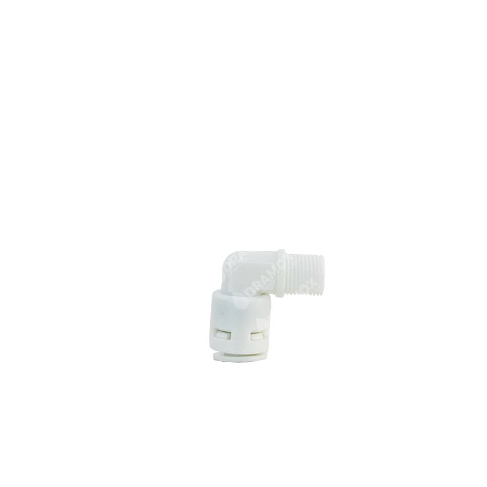 Codo 1/4" presión  a rosca 1/8" para membrana