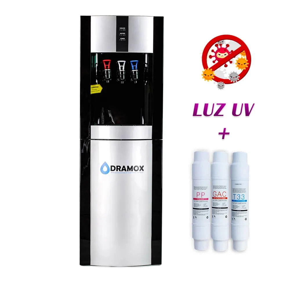 Dispensador de agua con 3 filtros mas luz uv