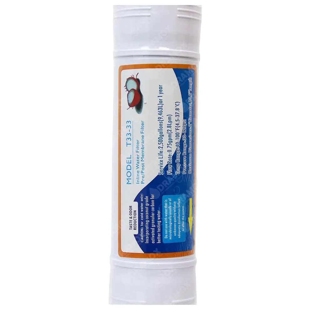 Filtro para agua carbon activado cascara de coco en linea t33 33 2 5 x 13 pulgadas