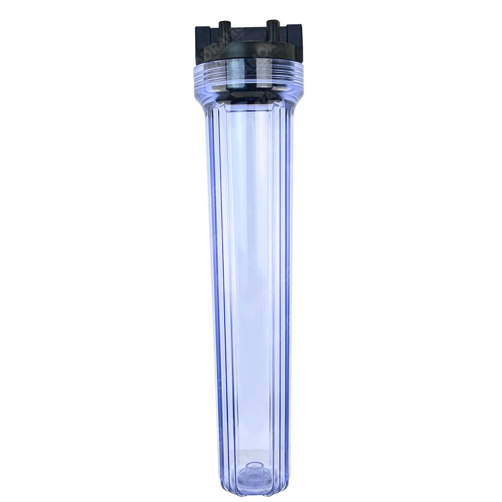 Porta filtro transparente 2 5 x 20 conexión tres cuartos para purificadores de agua